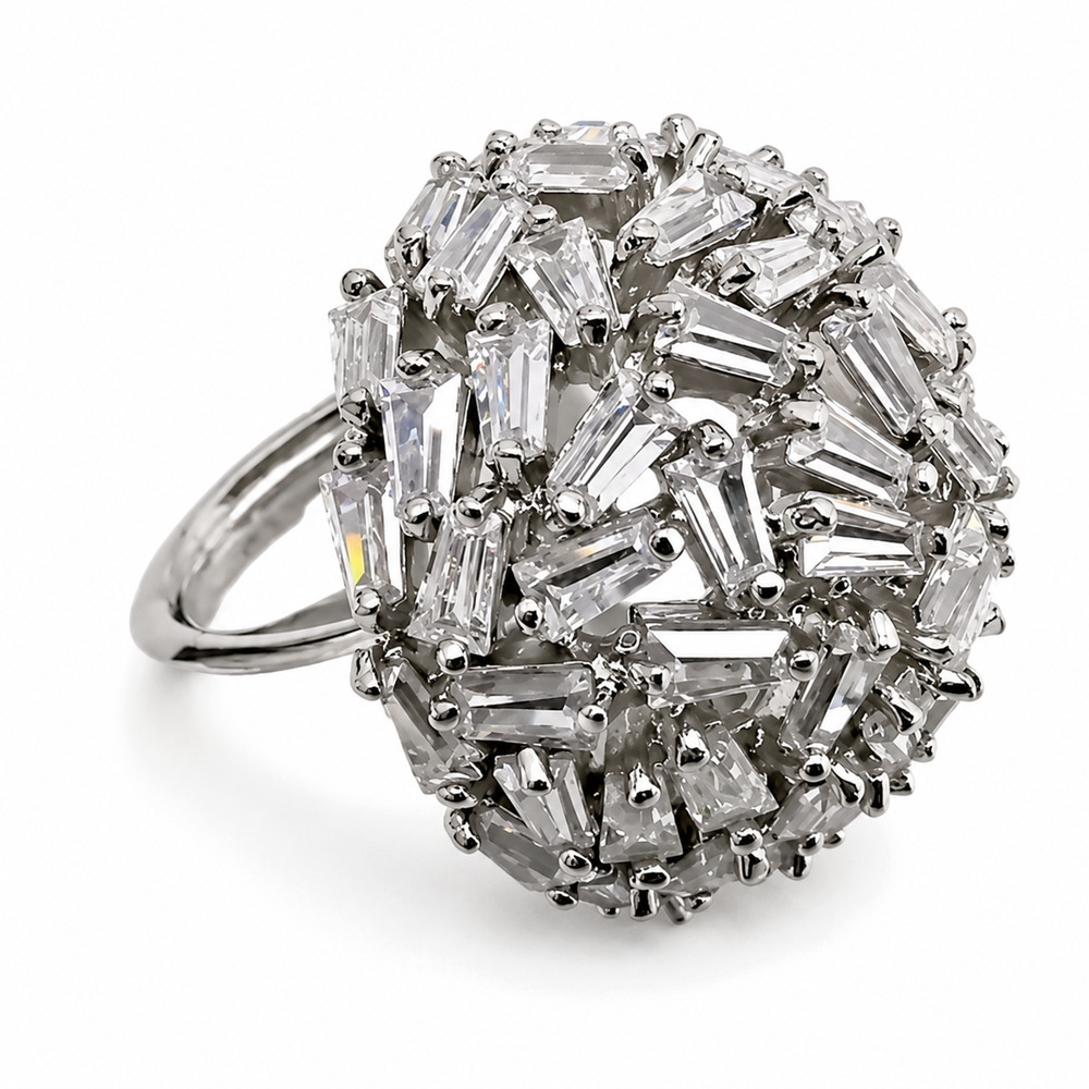 SWAROVSKI BY SPRING STREET CZ CRYSTAL DOME COCKTAIL RING ADJUSTABLE SIZE 6-8